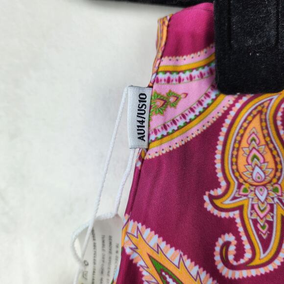 BAIIA Pink Paisley Reversible Shaping Modest Ultra High Waist Bottom US10 NWT - Picture 7 of 11